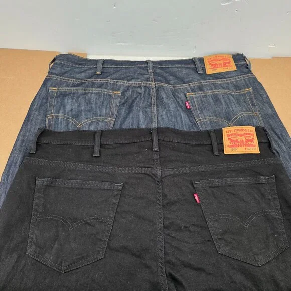 Levi's Men's BlackBlue 569 Loose Straight Jeans Zip Cotton Blend Size 42x30